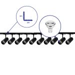 Komplettset 1-Phasen Rail L 2 x 2 Meter Schwarz | incl. 10x Spot + GU10 2700K 3W Dimmbar + Abschlusskappe, Stromanschluss und L -Verbinder